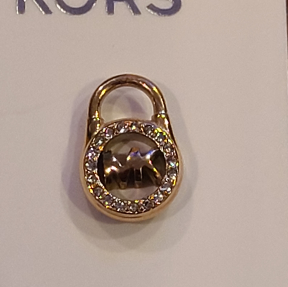 Michael Kors Logo Locket Gold Stud Earrings - Picture 4 of 7